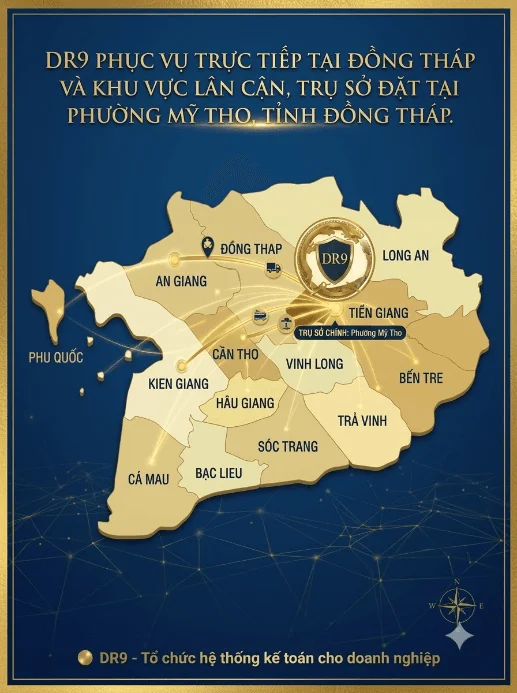 Khu vực DR9 phục vụ: Tiền Giang, Đồng Tháp và các tỉnh miền Tây Nam Bộ